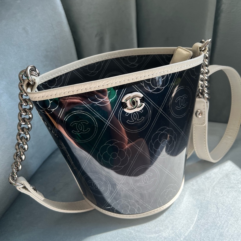 Authentic Rare Chanel Camellia Crossbody Bucket Bag
